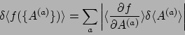 \begin{displaymath}
\delta \langle f(\{A^{(a)}\}) \rangle
= \sum_a \left\vert ...
...al A^{(a)}}\rangle
\delta \langle A^{(a)} \rangle \right\vert
\end{displaymath}
