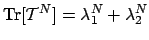 $\displaystyle \mbox{Tr}[{\cal T}^N] = \lambda_1^N + \lambda_2^N$