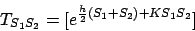 \begin{displaymath}
T_{S_1 S_2} = [ e^{ \frac{h}{2}(S_1+S_2) + K S_1 S_2 } ]
\end{displaymath}